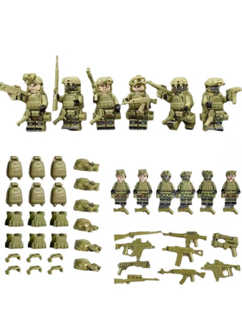 Children's Toys Cheetah Commando Character Model Small Particle Building Blocks Toy Ornaments (6 Pieces)