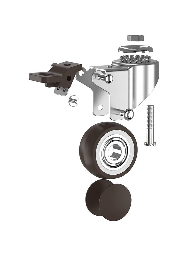 LAMAY Set of 4 Small Caster Wheels with 2 Brakes + Screws M6x15mm - 90Lbs - Low Profile Castor Wheels with Brakes - No Floor Marks Silent Casters - Mini Wheels for Cart(Size:1IN) - Image 2