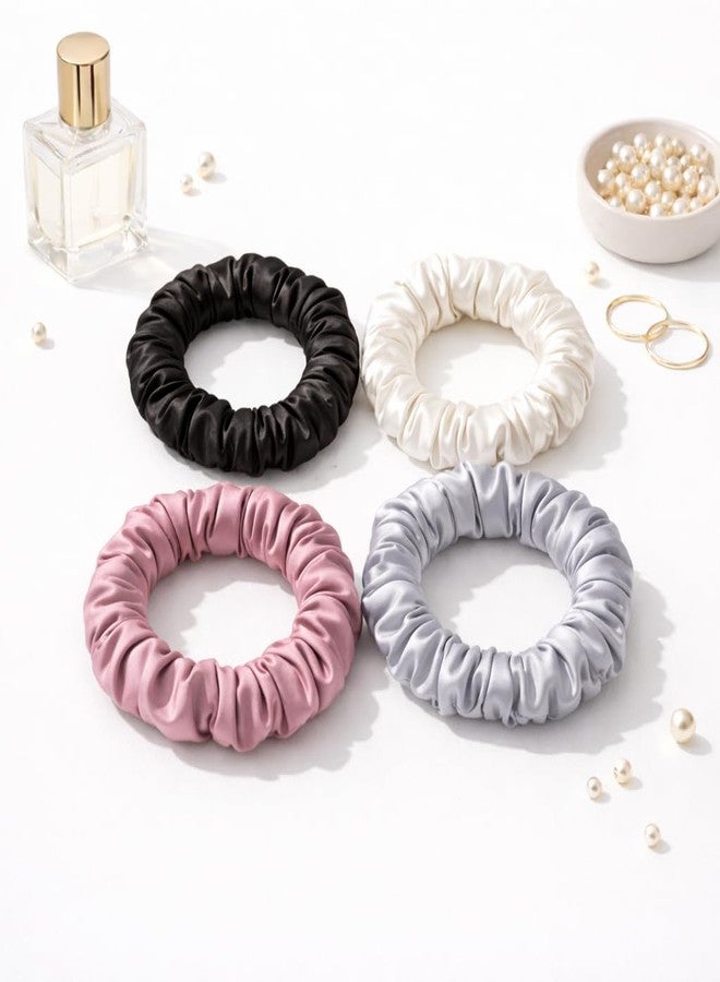 Atrube Luxury Skinny Satin Scrunchies for Women, Pack of 6, Anti-Hair-Breakage Hair Ties for Girls (PURPLE) - Image 4
