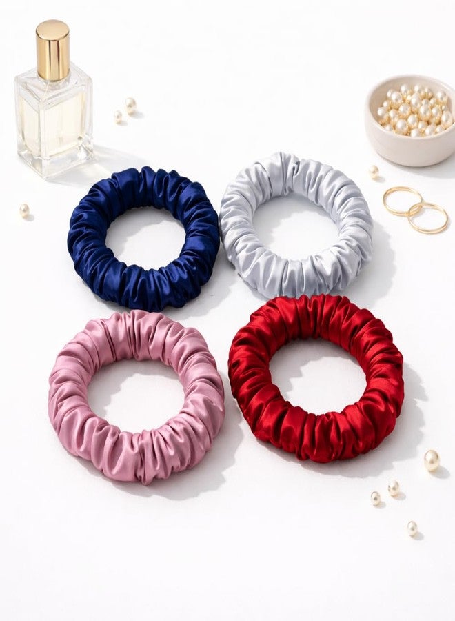 Atrube Luxury Skinny Satin Scrunchies for Women, Pack of 6, Anti-Hair-Breakage Hair Ties for Girls (PURPLE) - Image 3