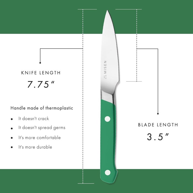 Misen 3.5" Paring Knife – Precision Kitchen Knife - High-Carbon Stainless Steel Blade – Ergonomic Handle for Peeling, Trimming, and Slicing – Lightweight, Versatile Tool for All Culinary Tasks - Green - Image 5