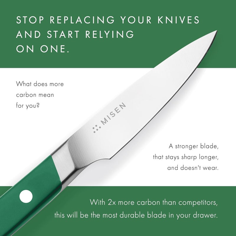 Misen 3.5" Paring Knife – Precision Kitchen Knife - High-Carbon Stainless Steel Blade – Ergonomic Handle for Peeling, Trimming, and Slicing – Lightweight, Versatile Tool for All Culinary Tasks - Green - Image 2