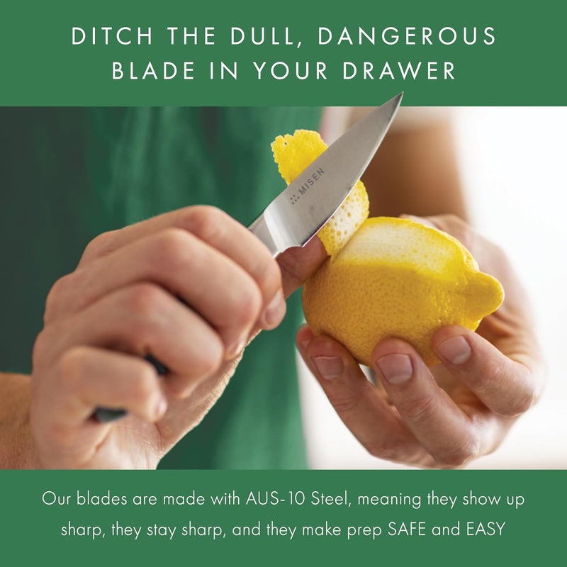 Misen 3.5" Paring Knife – Precision Kitchen Knife - High-Carbon Stainless Steel Blade – Ergonomic Handle for Peeling, Trimming, and Slicing – Lightweight, Versatile Tool for All Culinary Tasks - Green - Image 3
