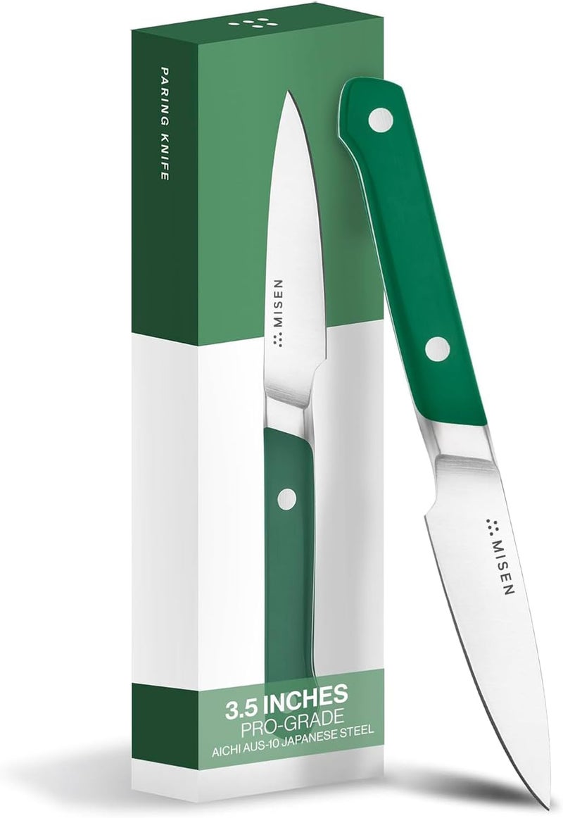 Misen 3.5" Paring Knife – Precision Kitchen Knife - High-Carbon Stainless Steel Blade – Ergonomic Handle for Peeling, Trimming, and Slicing – Lightweight, Versatile Tool for All Culinary Tasks - Green - Image 1