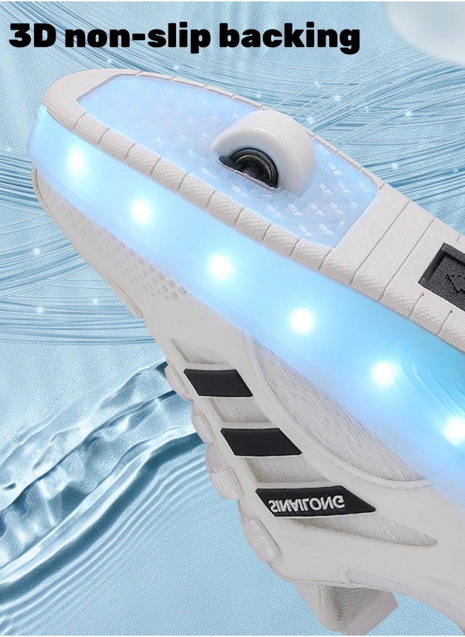 SINAILONG Unisex Kids Roller Skates Shoes USB Charging, Girls Boys LED Roller Skate Shoes with Double Wheels Retractable Technical Skateboarding