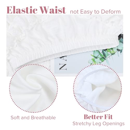 Bosweety 5 Piece Set of Ruffled Lace Panty Diaper Covers for Baby Girls Cotton Toddler White Shorts Underwear - Image 3