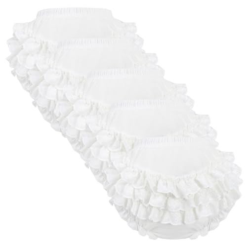 Bosweety 5 Piece Set of Ruffled Lace Panty Diaper Covers for Baby Girls Cotton Toddler White Shorts Underwear - Image 1