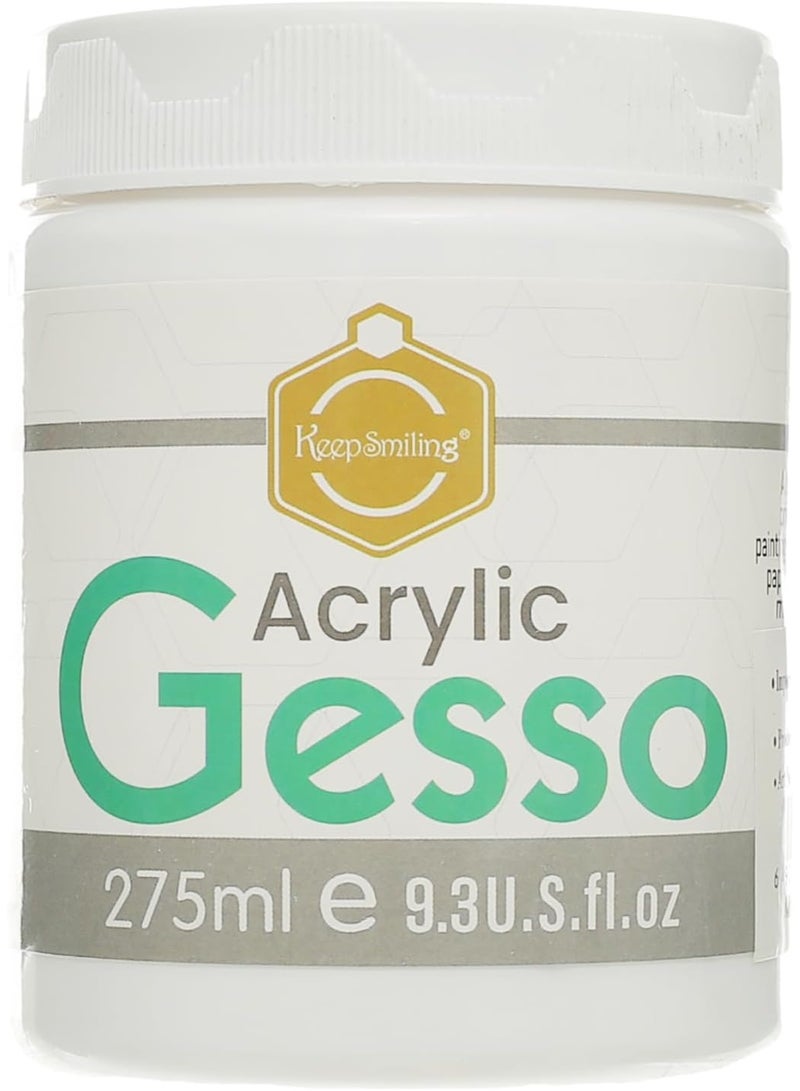Keep Smiling White Gesso 275ml – Universal Acrylic Primer for Art Surfaces - Image 1