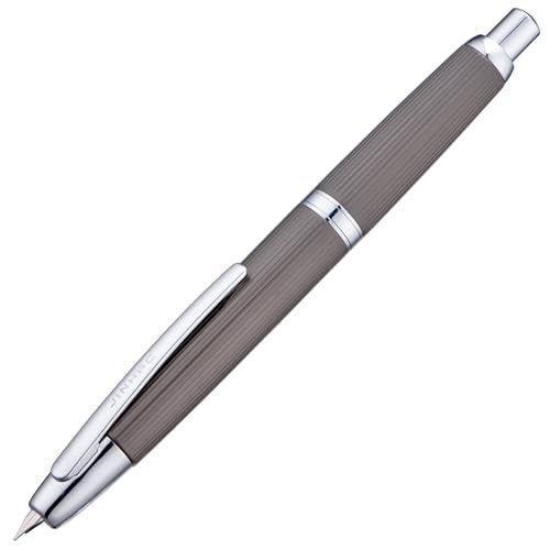 Wikult Jinhao 10 Press Fountain Pen with Box, Brushed Matt Gray Retractable Medium Nib with Ink Converter Set (Silver Clip) - Image 2
