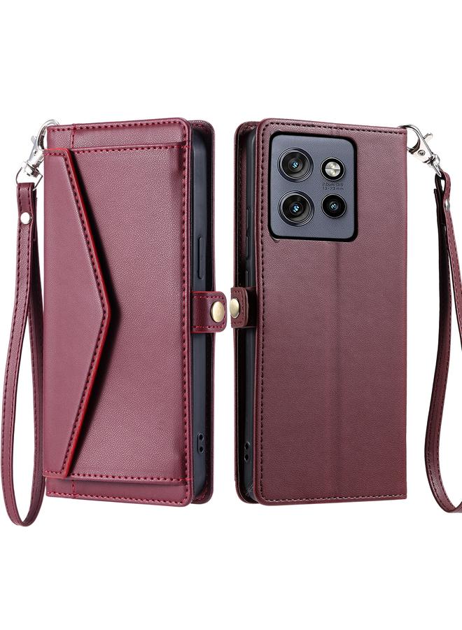 S-TOP Case For Motorola Edge 50 Neo Wallet Multi-card Slot Leather Phone Case with Lanyard - Image 1