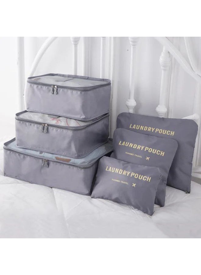 طقم منظم سفر مكون من 6 قطع، لون أزرق داكن