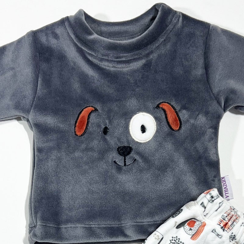 Kidzvilla Newborn Velvet Pajama Set 9788 - Image 3