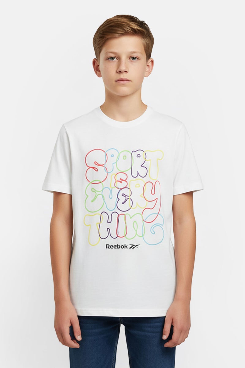 Reebok Kids Boy Regular Fit Short Sleeve Outdoor T-Shirt, White - Image 1