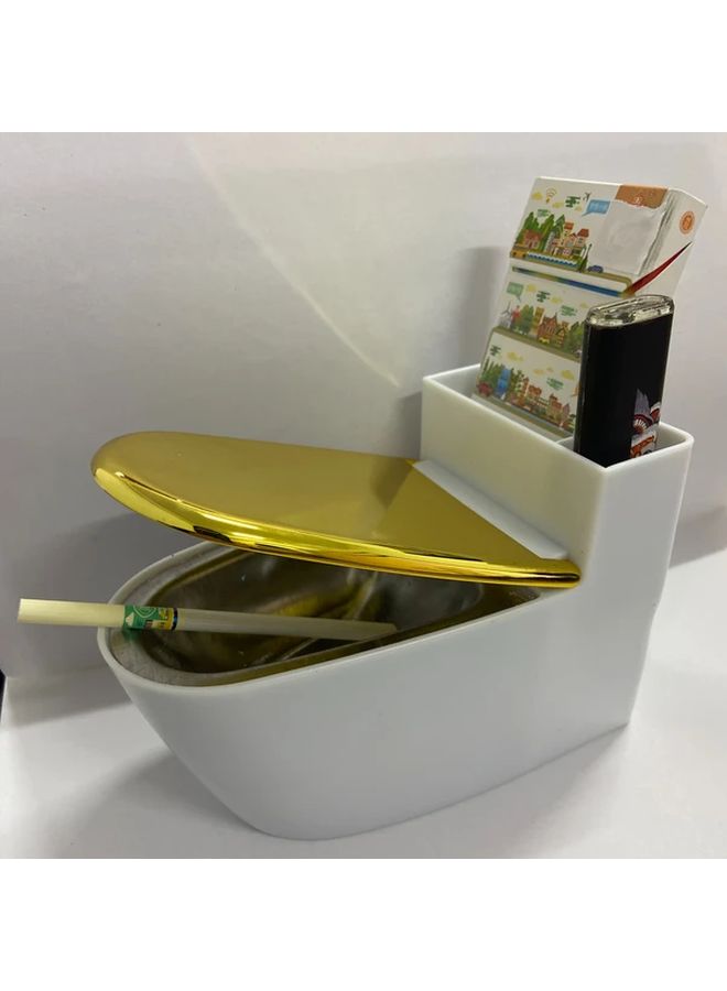 Golden Ashtray Windproof Dustproof Thickened Design Modern Bathroom Living Room Decor Gift - Image 2