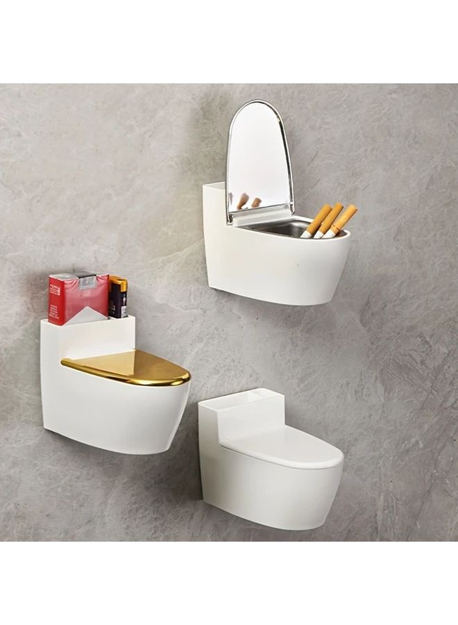 Golden Ashtray Windproof Dustproof Thickened Design Modern Bathroom Living Room Decor Gift - Image 1