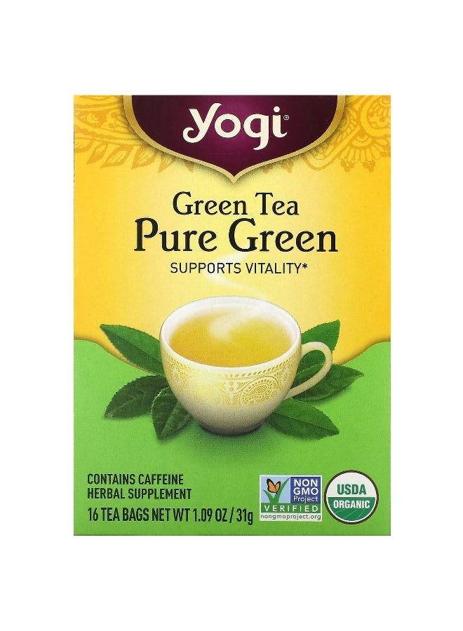 Yogi Tea, Green Tea Pure Green, 16 Tea Bags, 1.09 oz (31 g) - Image 1