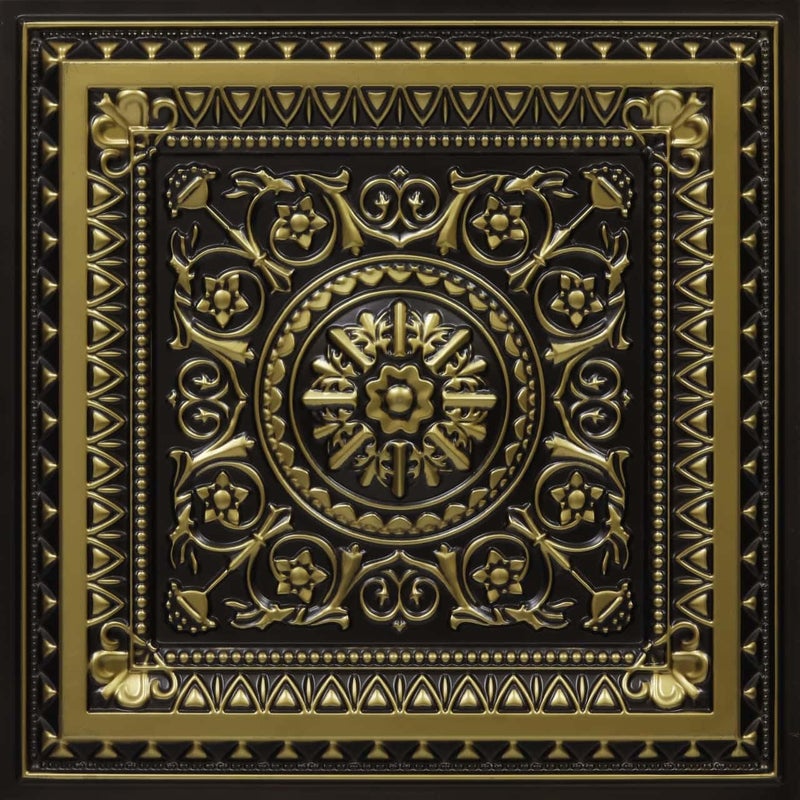 From Plain To Beautiful In Hours 223 La Scala PVC 2 x 2 Layin or Glueup Ceiling Tile Covers 100 sqft Antique Brass 25 Piece