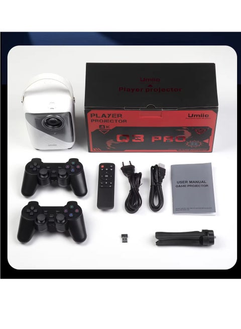 Umiio Q3 Pro Android Player Projector  4K Resolution Portable Intelligent Projector Matching Game Controller HDMI HD Interface Projector