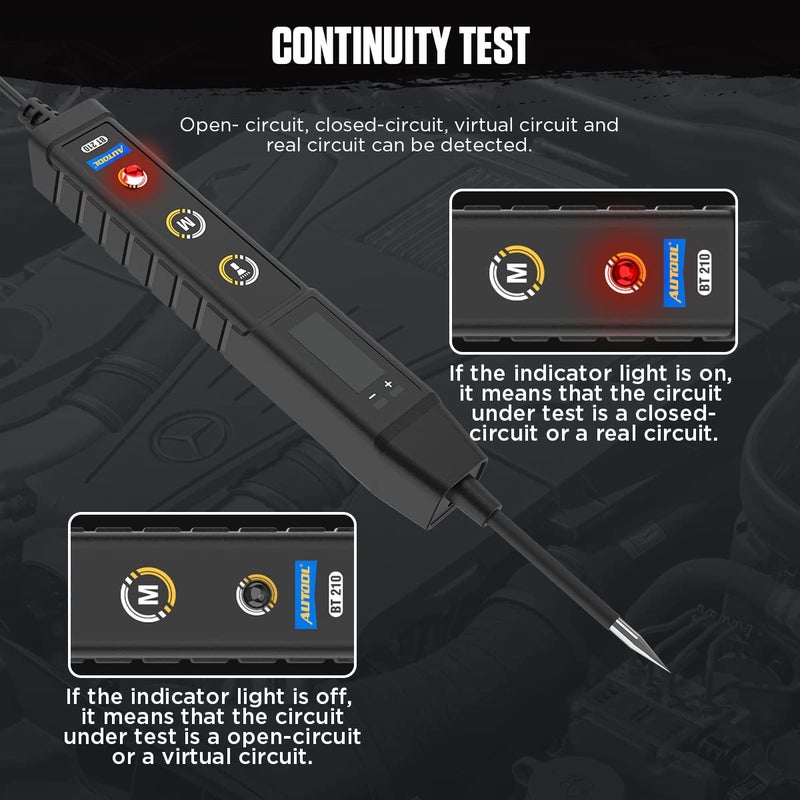 Autool AUTOOL Power Circuit Probe Tester 9V30V DC Car Electrical System Test Tool Kit Power Short Circuit Probe with Lamp 36FT Wire 2 Sensitive ProbesOverload Protection  - Image 3