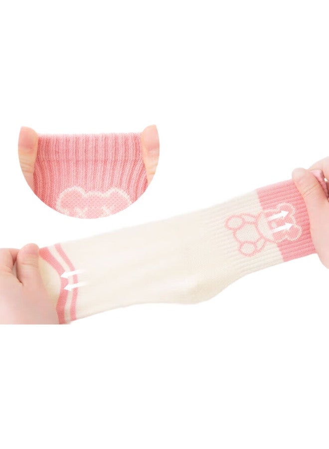 yimian Children'S Mid-Calf Socks For Spring And Autumn [Combed Cotton Antibacterial] Girls' Socks For Older Children, Students, And Toddlers 5 Pairs - Image 1