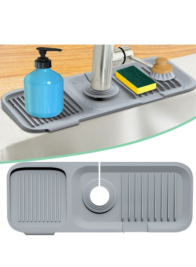 Excefore حصيرة صنبور سيليكون، صينية لجذب القطرات من مقبض الصنبور، واقي تنقيط لحماية المطبخ، الحمام، حصيرة الحوض، حصيرة تجفيف الأطباق، حامل الإسفنجة - Image 1
