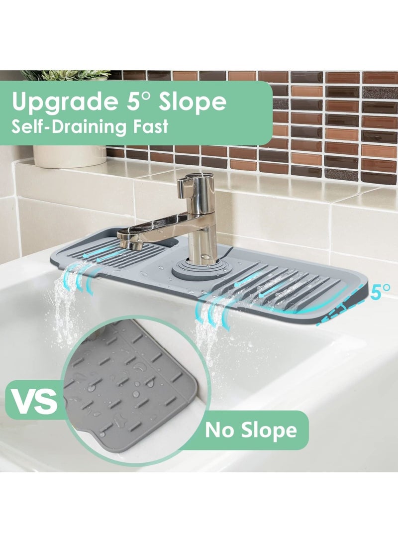 Excefore حصيرة صنبور سيليكون، صينية لجذب القطرات من مقبض الصنبور، واقي تنقيط لحماية المطبخ، الحمام، حصيرة الحوض، حصيرة تجفيف الأطباق، حامل الإسفنجة - Image 3