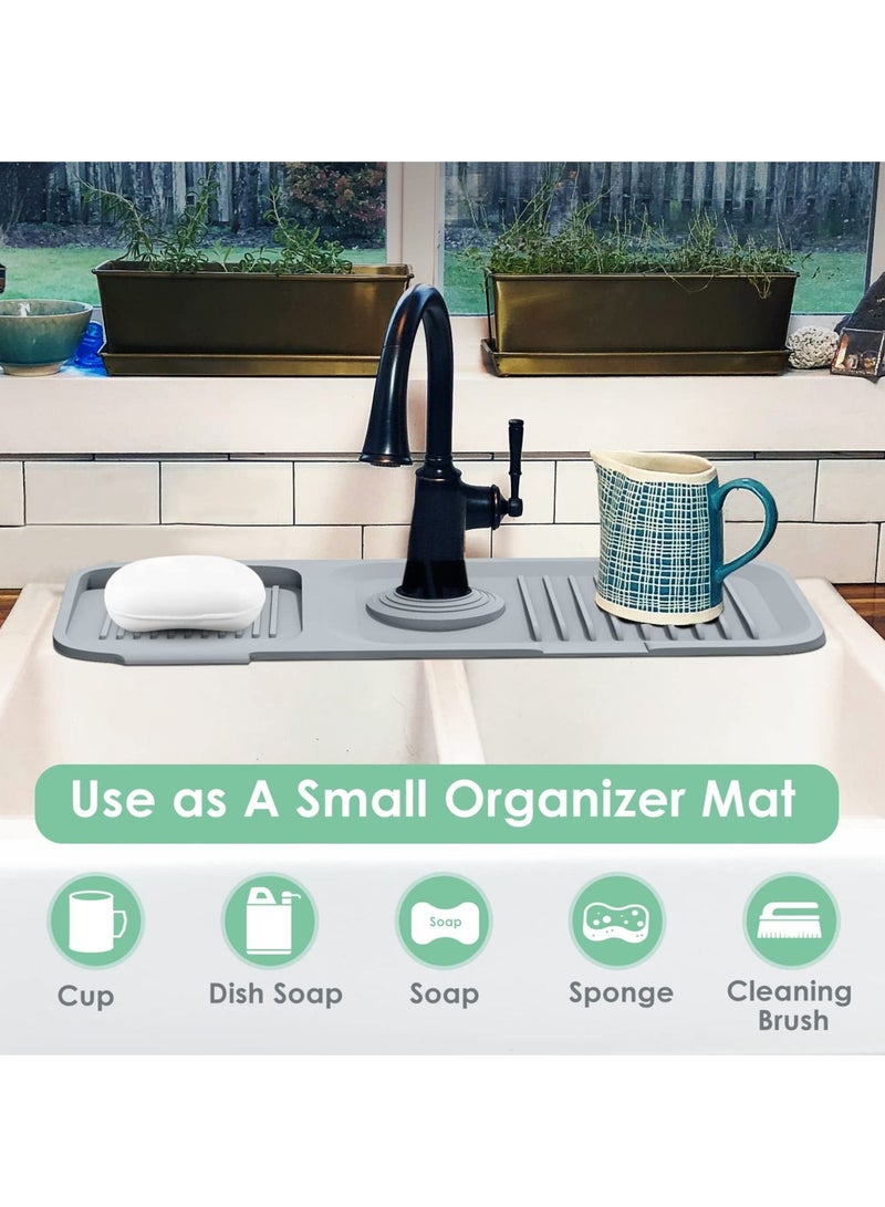 Excefore حصيرة صنبور سيليكون، صينية لجذب القطرات من مقبض الصنبور، واقي تنقيط لحماية المطبخ، الحمام، حصيرة الحوض، حصيرة تجفيف الأطباق، حامل الإسفنجة - Image 4