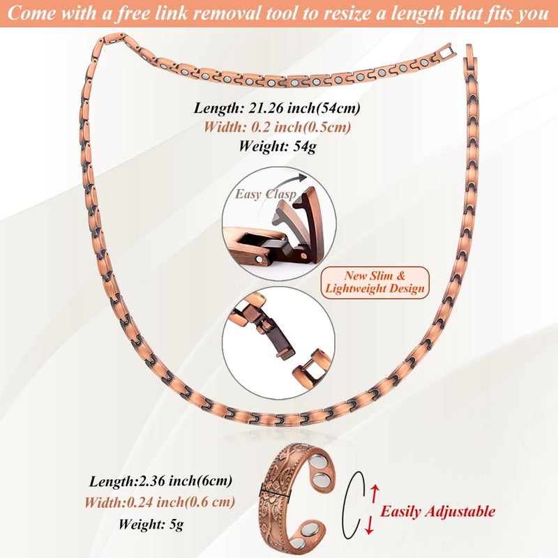 Cigmag Copper Necklace for Women, with 99% Solid Pure Ring Ultra Strength Magnets, Adjustable New Slim and Lightweight - Image 4