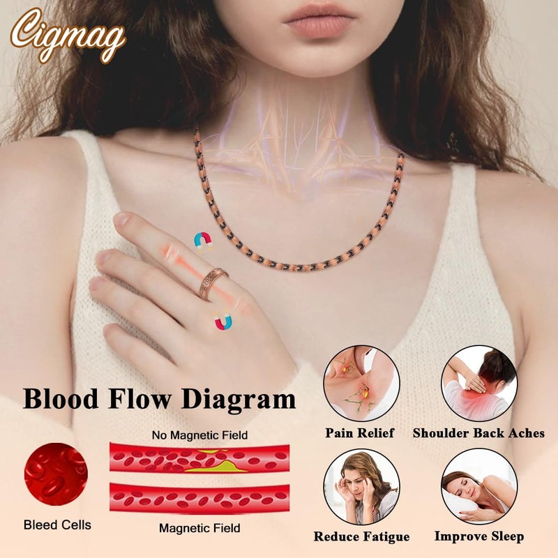 Cigmag Copper Necklace for Women, with 99% Solid Pure Ring Ultra Strength Magnets, Adjustable New Slim and Lightweight - Image 2
