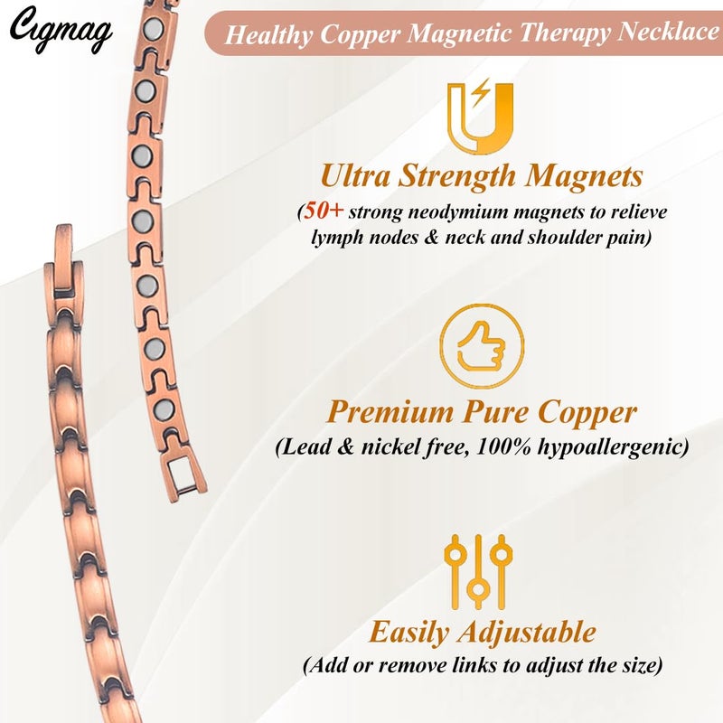Cigmag Copper Necklace for Women, with 99% Solid Pure Ring Ultra Strength Magnets, Adjustable New Slim and Lightweight - Image 3