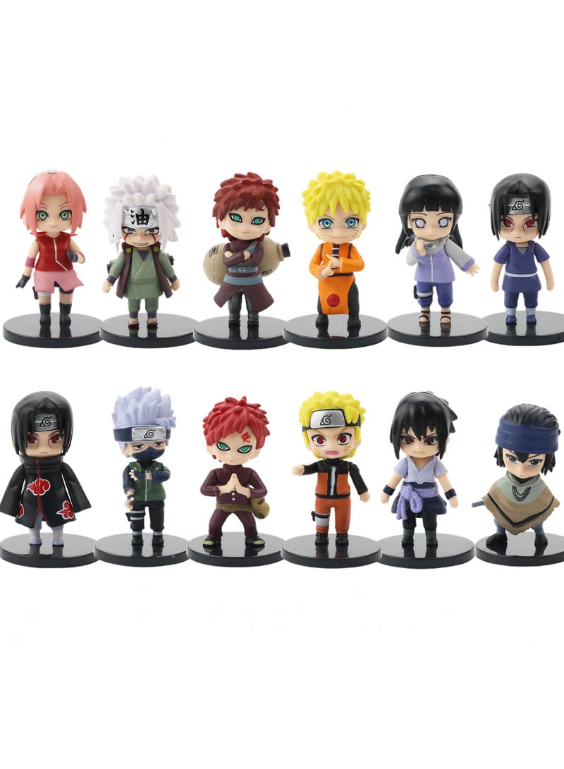 12 pc Mini NARUTO Figure Sasuke Kakashi Itachi Gaara Jiraiya Q Verison Figurine 7-8cm Wholesale PVC Model Toys - Image 1