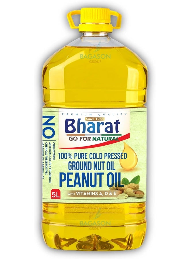 Bharat زيت الفول السوداني بهارات - معصور على البارد نقي 5 لترات مع فيتامينات A و D و E - Image 1