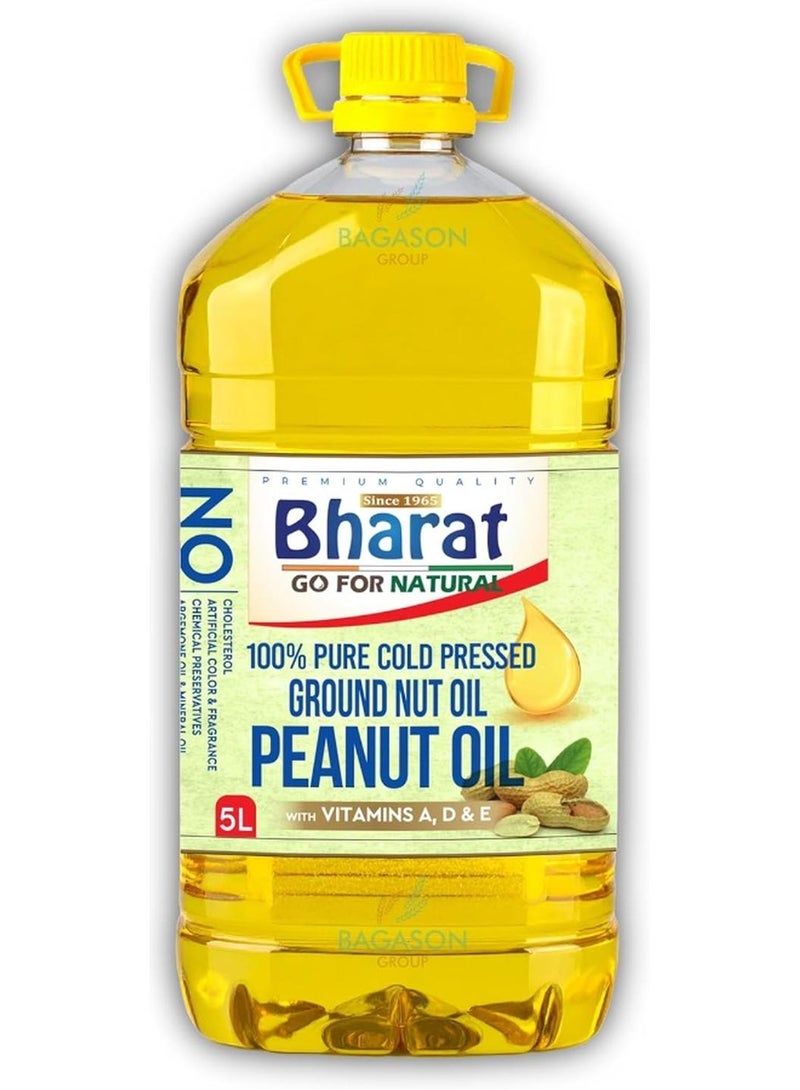 Bharat GroundNut Oil - Pure Cold Pressed 5 Litre with Vitamins A, D & E - Image 1