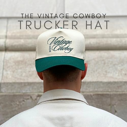 CITRUSY Vintage Western Trucker Hat | Men & Women | Embroidered Trendy Caps | Country Cute Hats for Cowgirls & Cowboys | Camo Denim Cotton Styles | Snapback Hat (Vintage Cowboy | Green) - Image 4