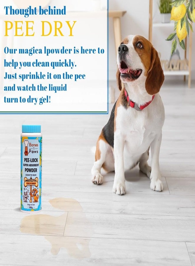 BONES N PAWS Super Absorbent Pee Lock Powder 100 g | Solidifies Dog & Cat Urine, Vomit, Diarrhea & Pet Waste | Odor Control Pet Cleaner | Easy Clean, Non Toxic - Image 5