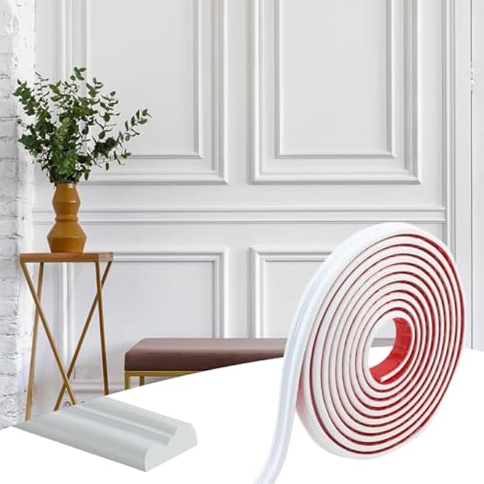 9.8 FT X 0.9 INCH WALL DECORATION MOLDING TRIM,SELF-ADHESIVE 3D CHAIR RAIL PANEL MOLDING, FLEXIBLE DIY WALL TRIM FOR WALLS MIRROR WINDOW FRAME AND HOME DECORATION - Image 2