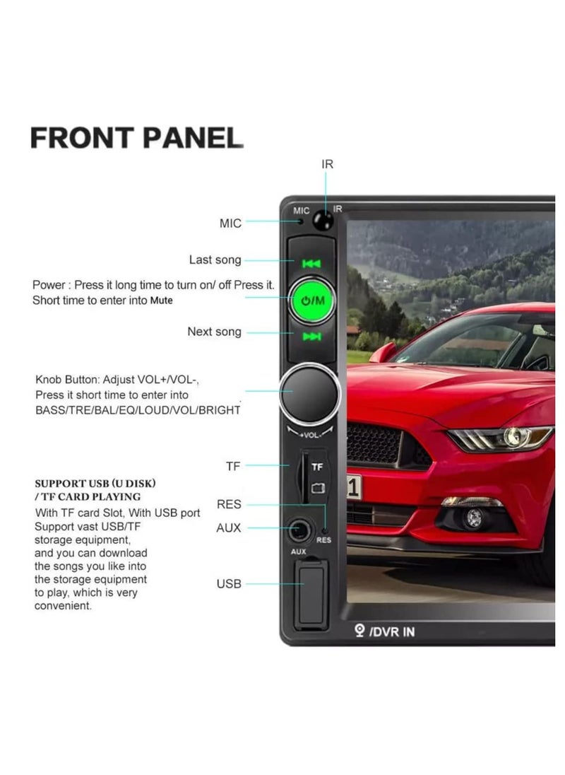 Car MP5 Player 7 Inch Car Stereo Radio HD MP5 Player Screen Bluetooth Radio 2din FM Wireless Remote Control