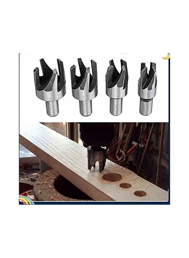 NIBEMINENT 4-Piece Dowel Wood Working Drill Bit Set Silver 10cm - Image 2