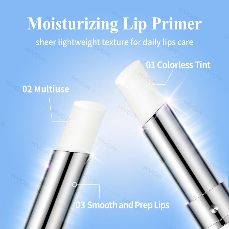 KYDA 2 Pcs Lip Primer, Colorless Tint, Smoothes and Refines Lips, Moisturizing Primer for Lips, Sheer Lightweight Lip Base, Lipstick Primer & Daily Lips Balm - Image 2