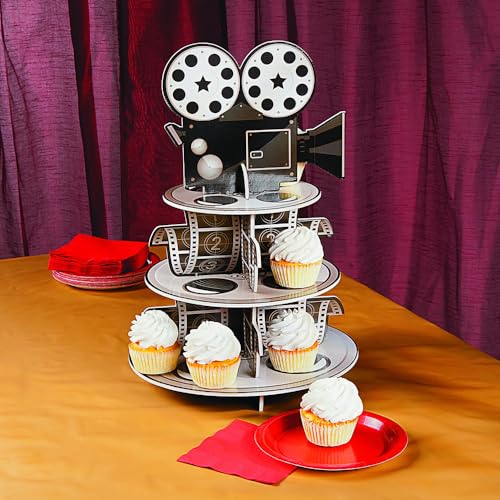 Fun Express Movie Projector and Reel Cupcake Stand - 3 Tiers - Party Supplies - Image 2