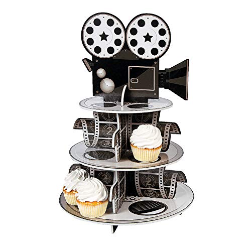 Fun Express Movie Projector and Reel Cupcake Stand - 3 Tiers - Party Supplies - Image 1