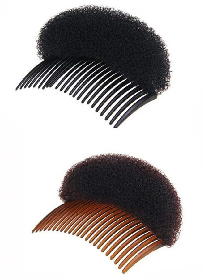 SYBL 2Pcs Charming Bump It Up Volume Inserts Hair Comb Hair Stick Bun Maker Tool Do Beehive Hair Base Styling Accessories For Women Lady Girl(1 Black+1 Brown) - Image 1