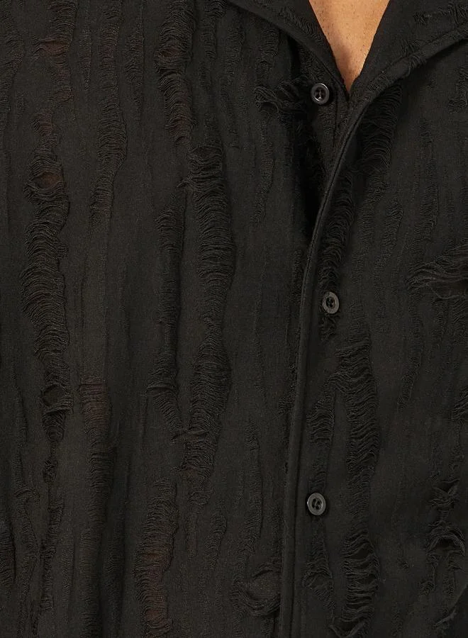 Styli Textured Relaxed Fit Resort Collar Shirt
