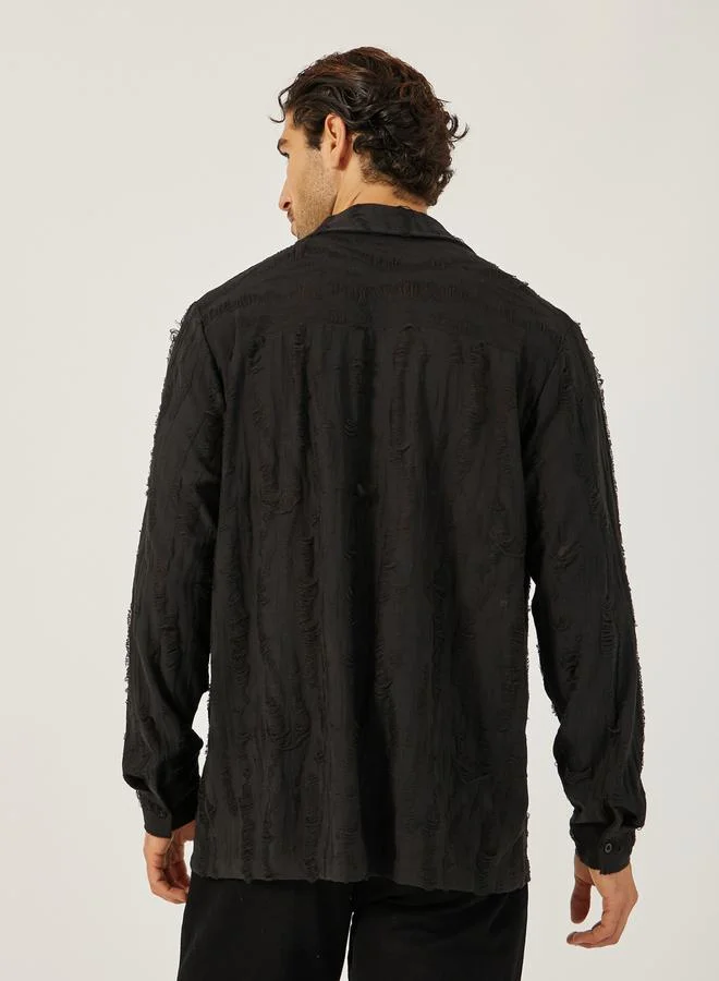 Styli Textured Relaxed Fit Resort Collar Shirt