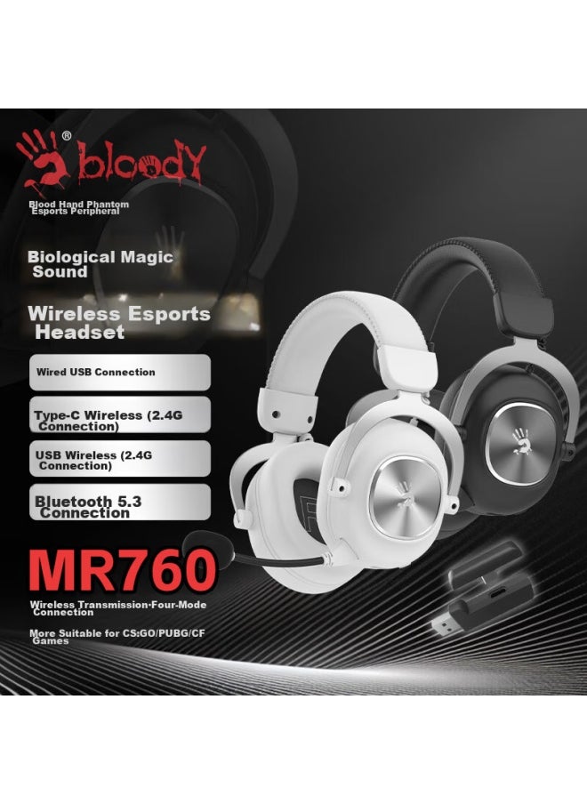 A4TECH A4tech Mr760 Wireless Gaming Headset, Over-ear, Bluetooth/2.4g/type-c/wired, Blood Hand Phantom, For Pubg/csgo, Computer Gaming, 7.1 Surround Sound, Silver And White  - Image 2