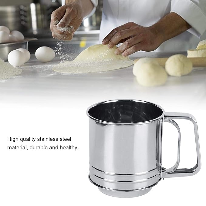 Kevra online Kevra online Flour Sifter Baking Flour Sifter Premium Stainless Steel Flour Sifter Flour Strainer for Home Kitchen for Bakery - Image 2