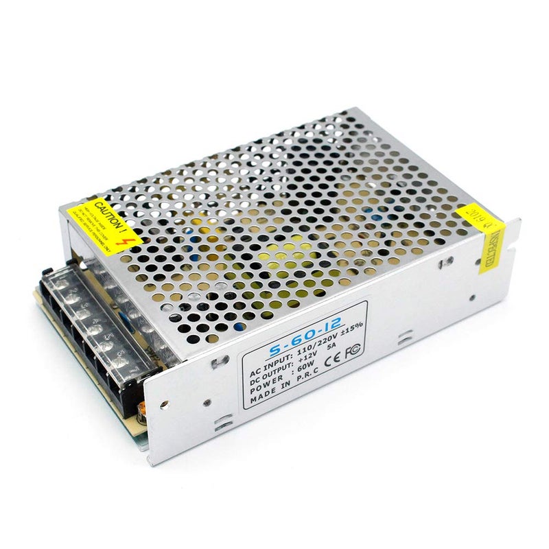 inShareplus 12V 60W LED Power Supply, DC Switching Power Supply, 100-240V AC to DC 12 Volt LED Driver, Converter, 5A 60W Transformer for LED Strip Light, Computer Project, - Image 1