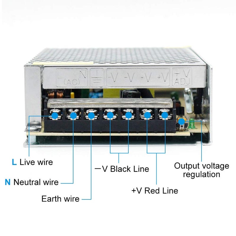 inShareplus 12V 60W LED Power Supply, DC Switching Power Supply, 100-240V AC to DC 12 Volt LED Driver, Converter, 5A 60W Transformer for LED Strip Light, Computer Project, - Image 5