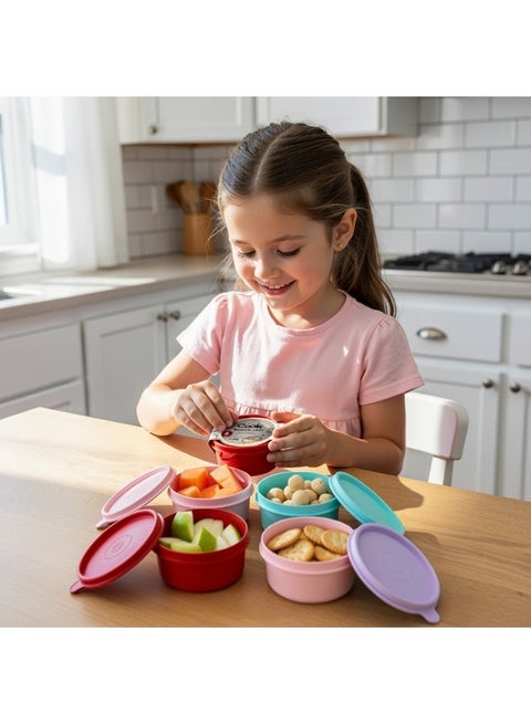 Multipurpose Mini Plastic Food Containers With Lids - Set Of 4 Pcs - Multicolor - 0.28 L