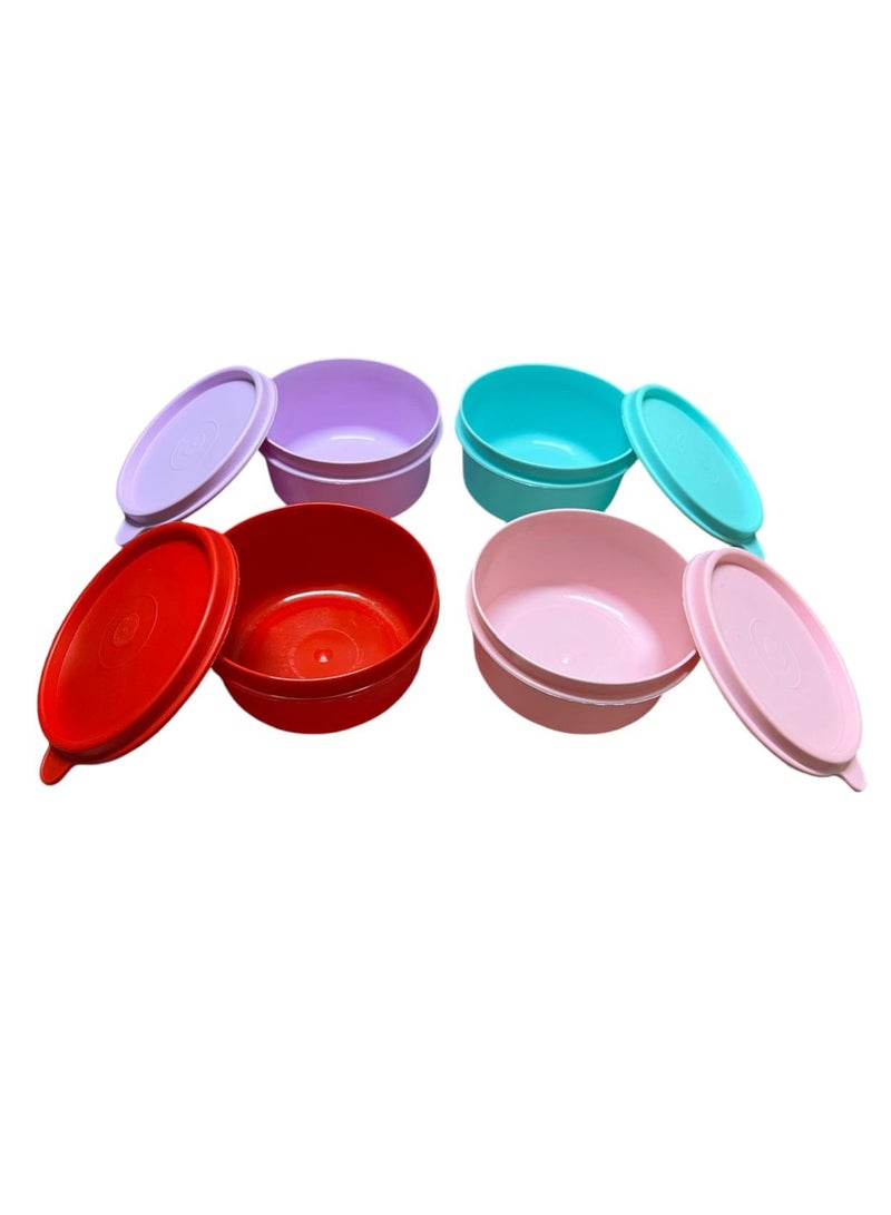 إيكو بلاست طقم علب حفظ طعام بلاستيك ميني بغطاء محكم متعدد الاغراض - طقم من 4 قطع - متعدد الالوان - 0.28  لتر - Image 4